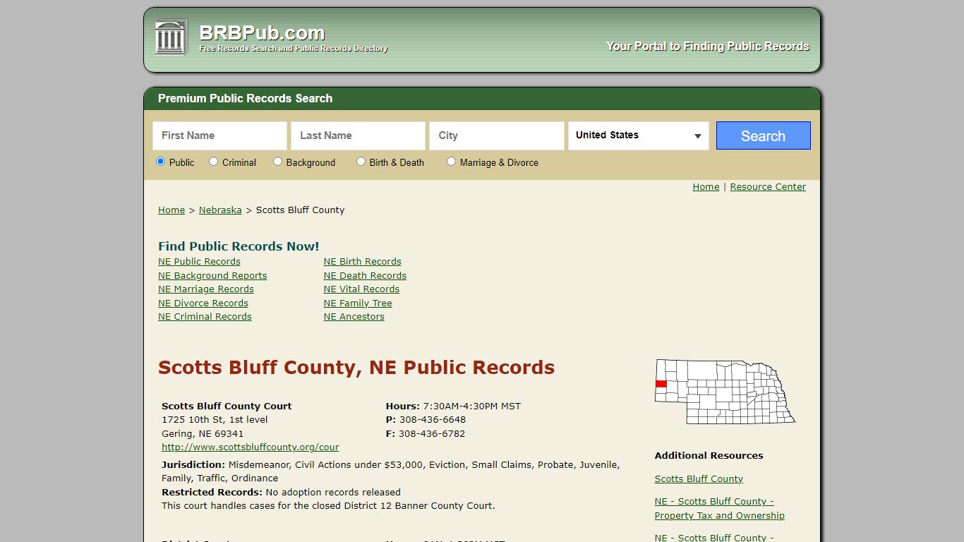 Scotts Bluff County Public Records | Search Nebraska Government Databases